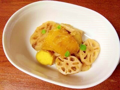 ●簡単♪生蓮根・オレンジ・生姜のバルサミコサラダ●